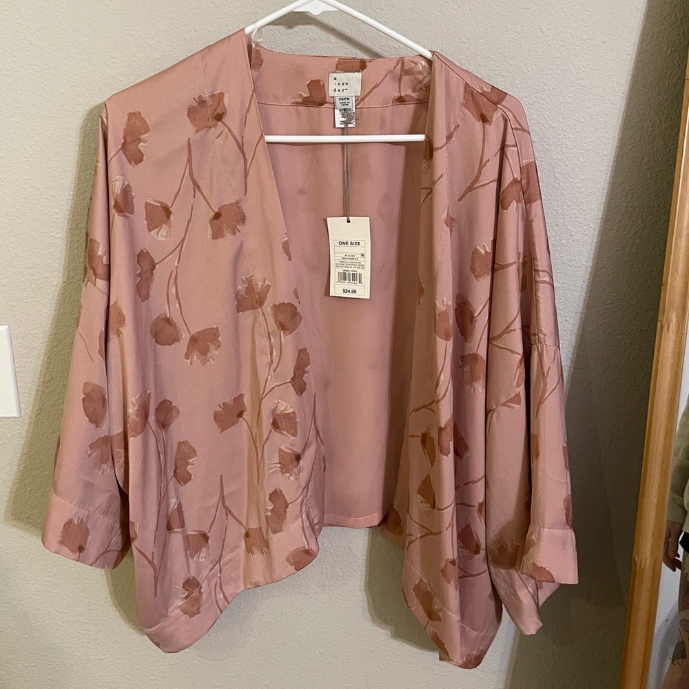 Pink silky kimono cover up